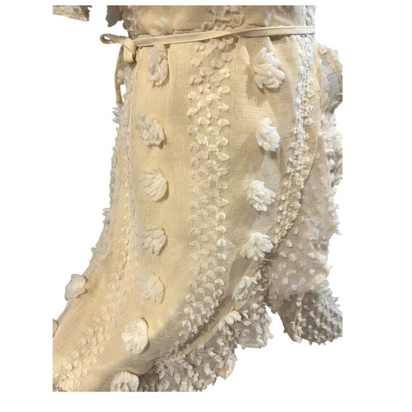 SOUTHERN FRIED CHICS Chasing Memories Dress Wraparound Floral Appliqués Ivory XS - Picture 6 of 13